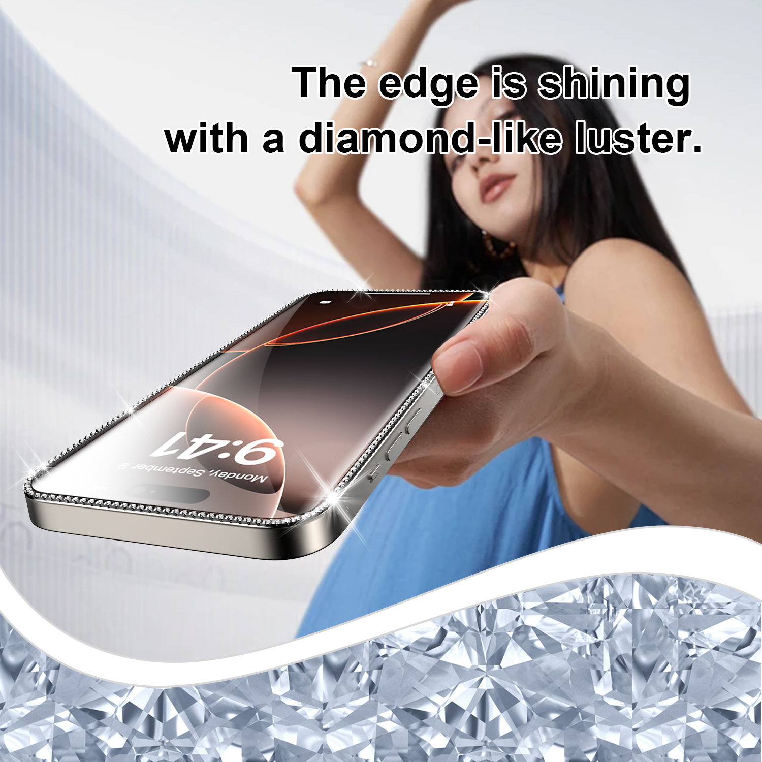One Fish Luxury gemstone Screen Protector【Gift of gemstonelens film】,Fingerprint Proof, Dust-Free Bubble-Free, PrivacyProtection