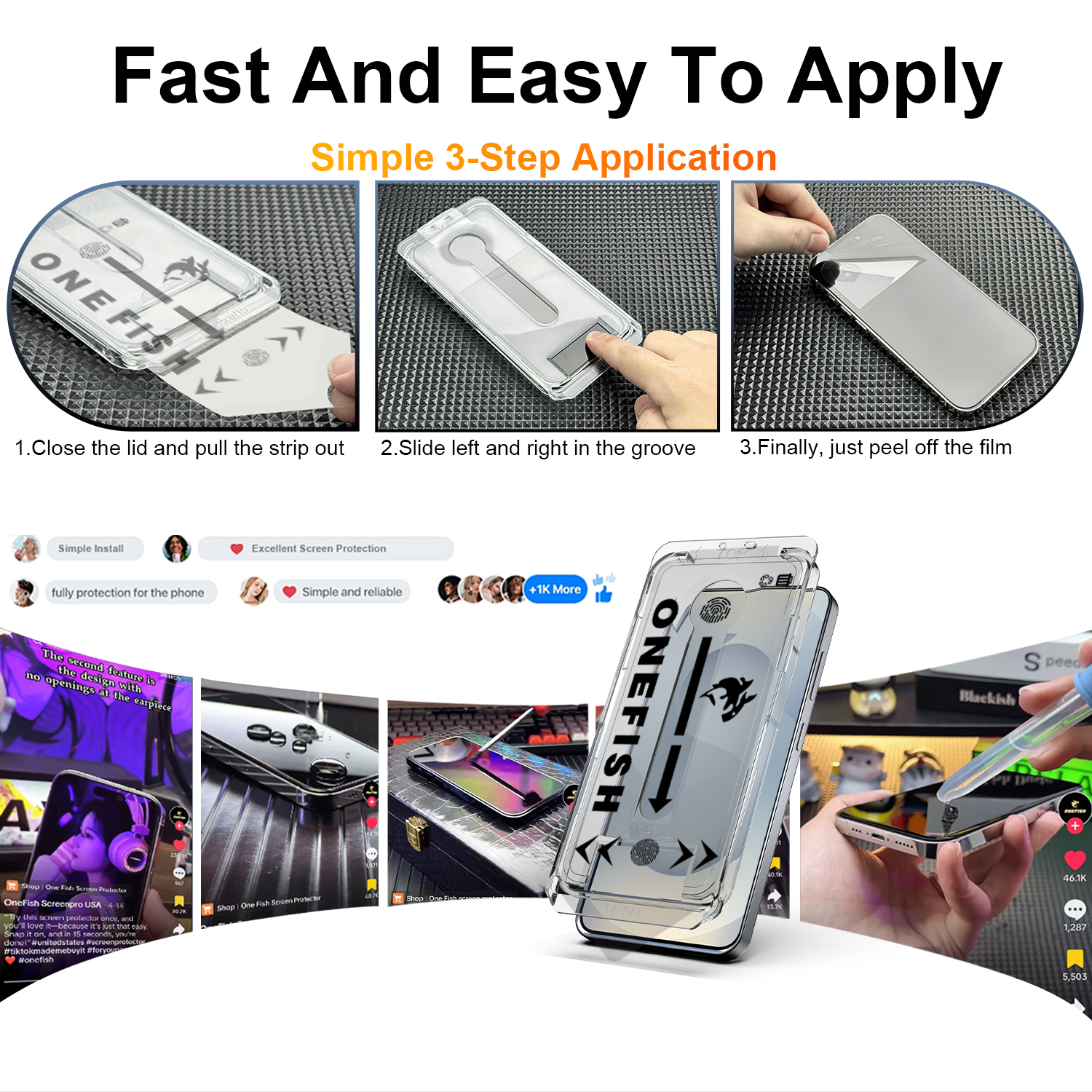 OneFish Screen Protector  Samsung , HD Clear or Privacy, 2 Pack