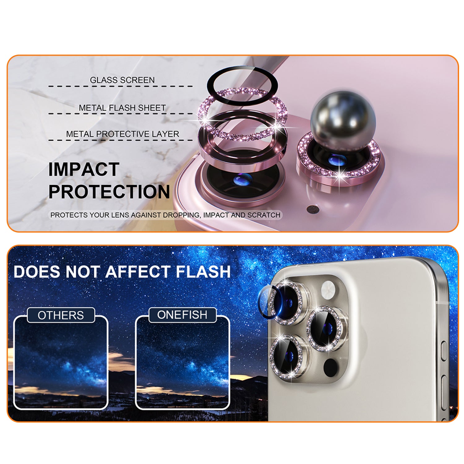 One Fish Luxury gemstone Screen Protector【Gift of gemstonelens film】,Fingerprint Proof, Dust-Free Bubble-Free, PrivacyProtection